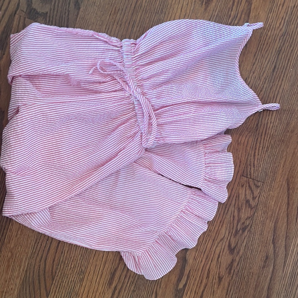Millie Jay Pink and White Seersucker  Romper
